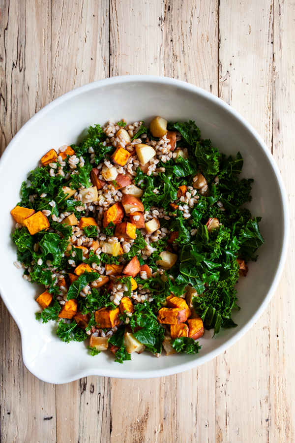 Farro Breakfast Salad with Sweet Potatoes & Apples | The Full Helping