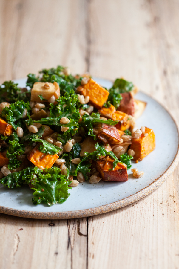 Farro Breakfast Salad with Sweet Potatoes & Apples | The Full Helping