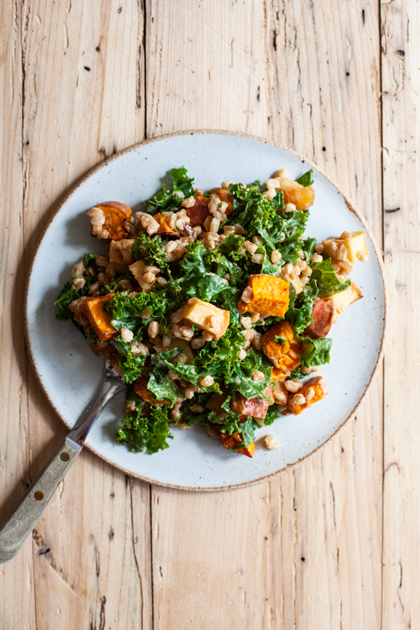 Farro Breakfast Salad with Sweet Potatoes & Apples | The Full Helping