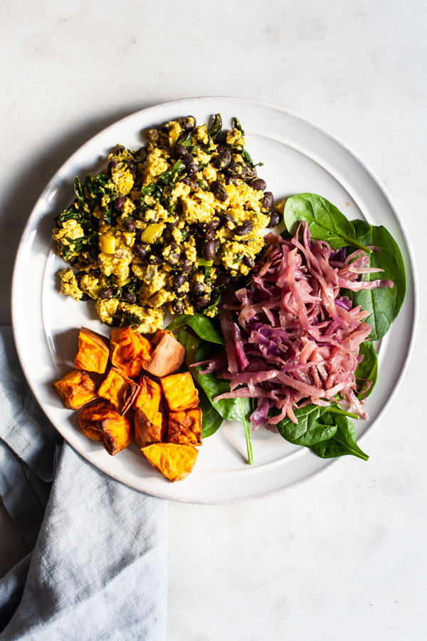 Tofu Scallion Black Bean Scramble | The Full Helping