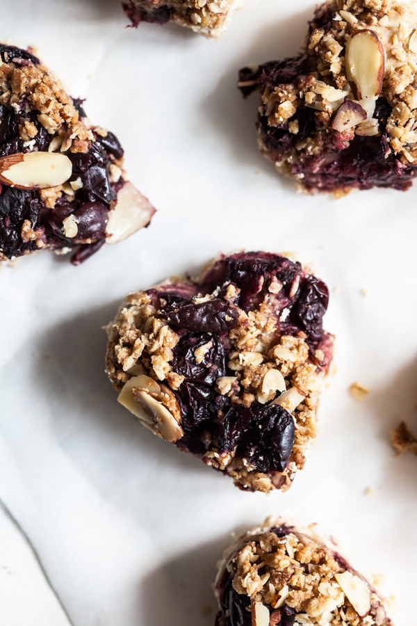 Sweet Cherry Oat Crumble Bars | The Full Helping