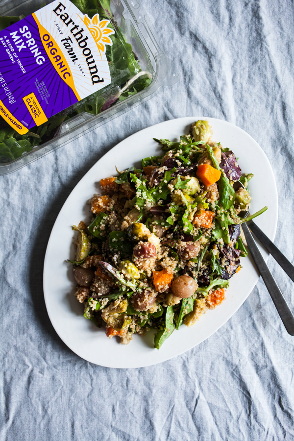 Roasted Brussels Sprout, Butternut Squash & Grape Salad with Quinoa | The Full Helping