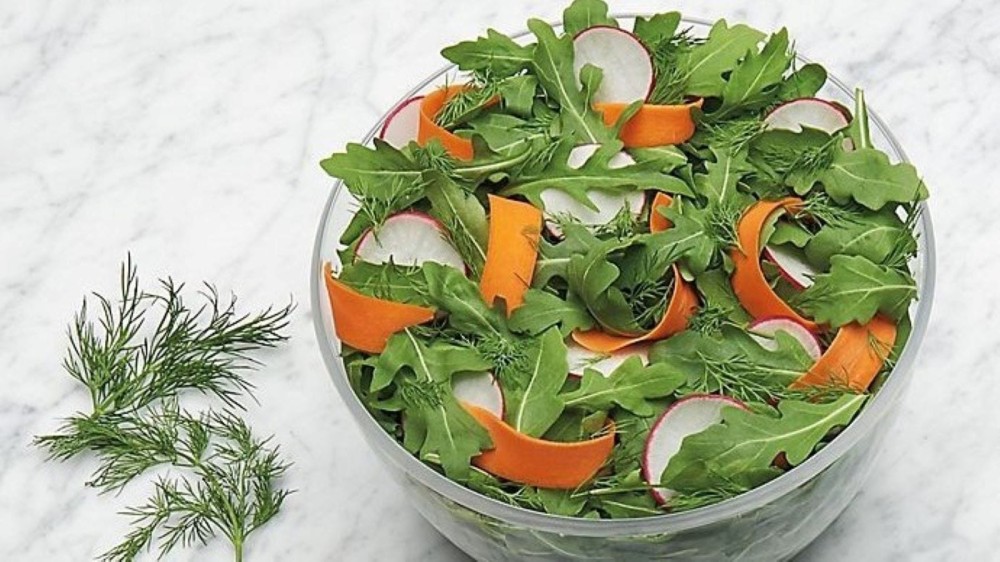 A salad in the bowl included with the OXO Salad Spinner. 