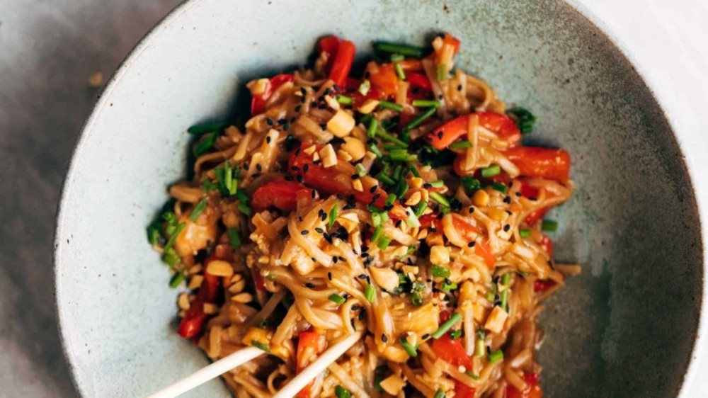 A bowl of Chili Garlic Instant Pot Noodles.