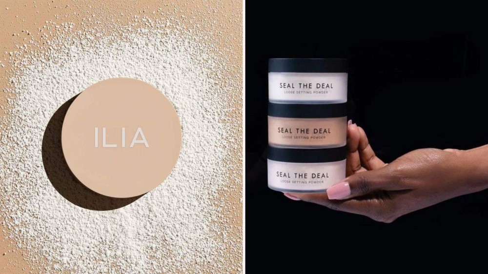 ILIA Soft Focus Finishing Powder and three jars of Seal the Deal setting powder.