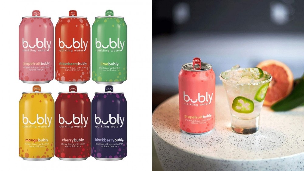 Several cans of Bubly sparkling water