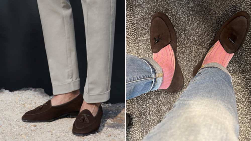 Journey West Men's Vintage Loafers in brown.