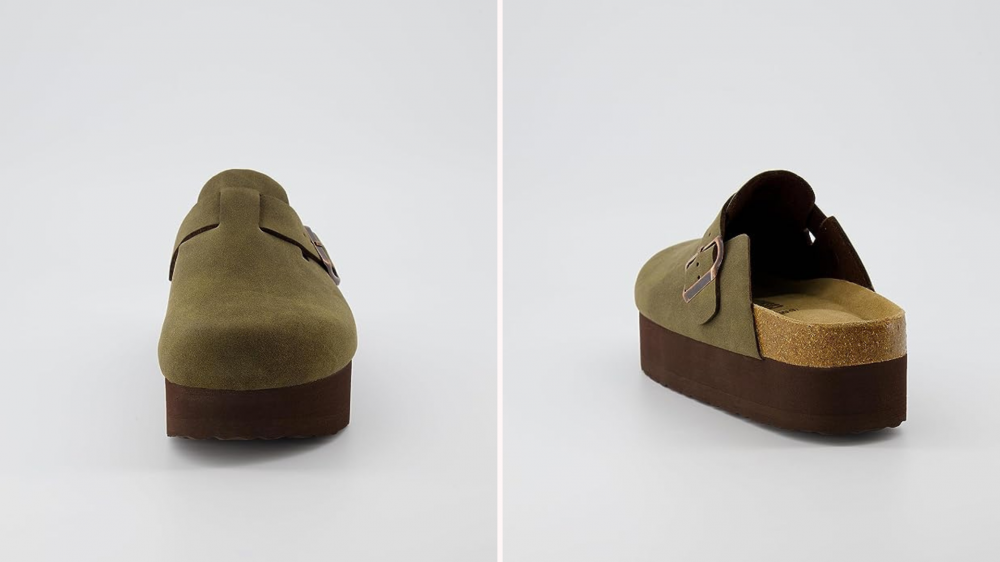 Olive platform clogs