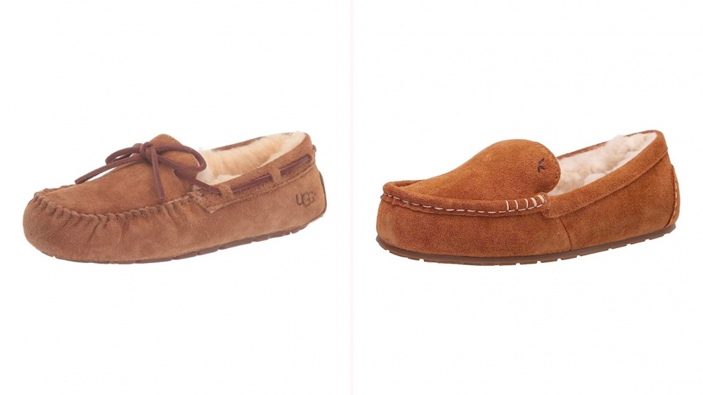 Ugg Dakota Slipper next to its faux alternative